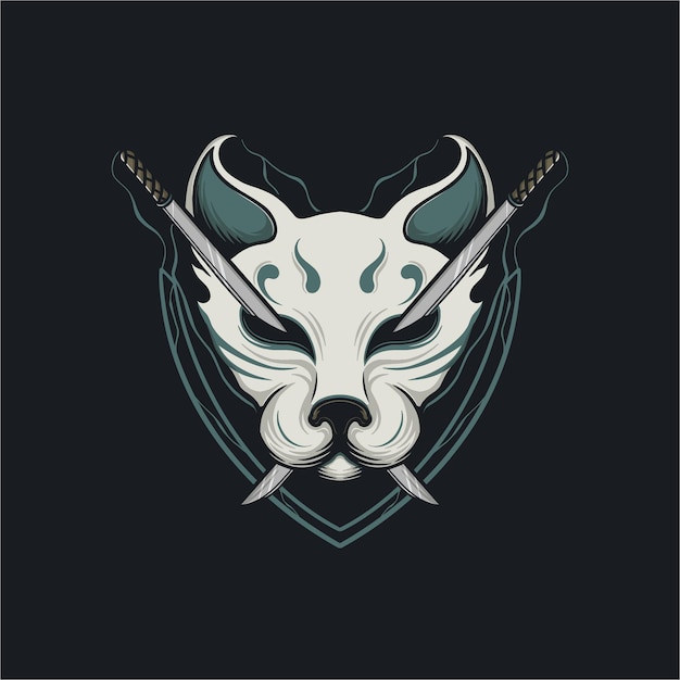 Kitsune fox mask vector illustration