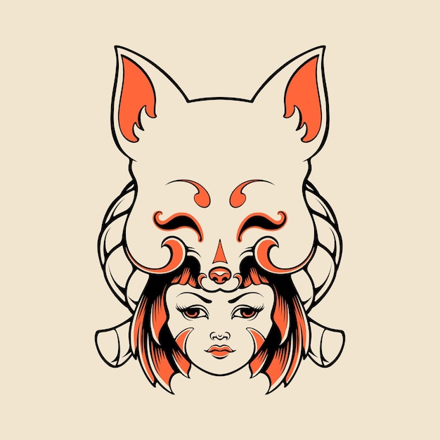 Premium Vector | Kitsune girl