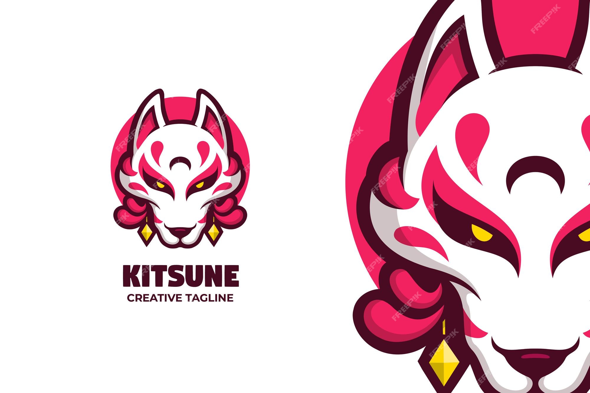 Premium Vector | Kitsune japanese mythology creature mascot logo character