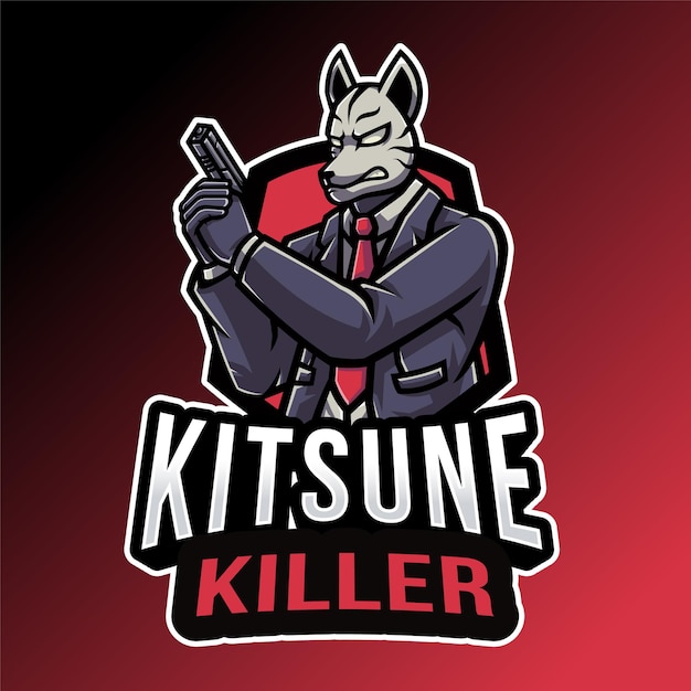 Modello di logo di kitsune killer