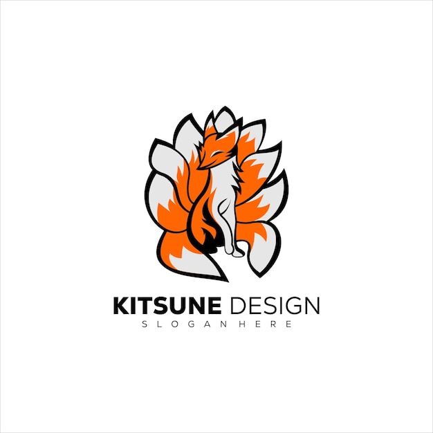 Kitsune logo ontwerp mascotte