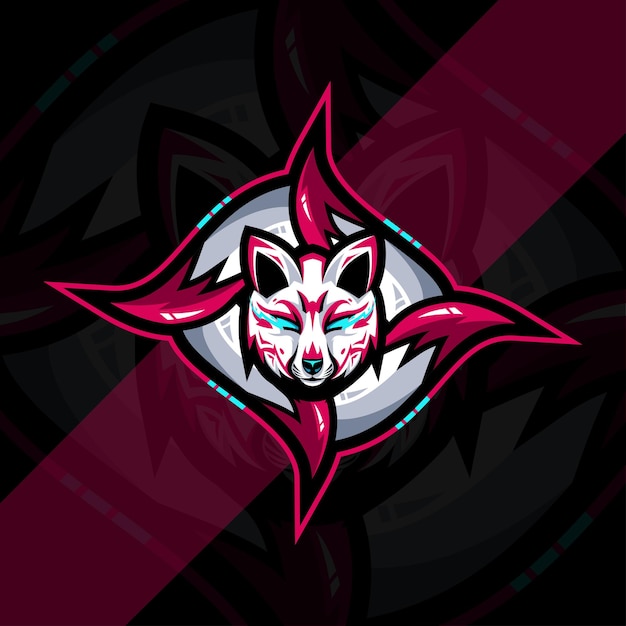 Kitsune mascot logo esport template design