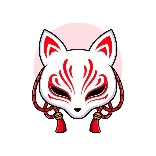 Kitsune mask cartoon character icon design