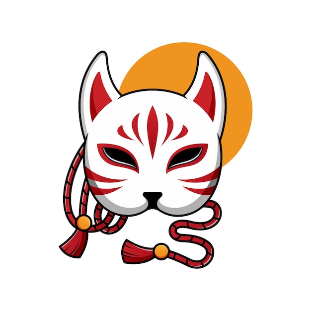 Вектор Дизайн иконок персонажа мультфильма в маске кицунэ