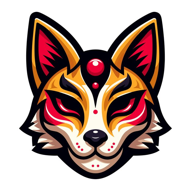 Premium Vector | Kitsune mask design logo vector illustration ...