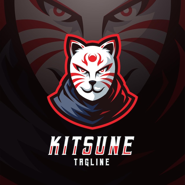 Maschera kitsune e modello logo sportivo