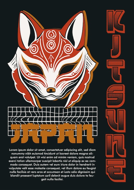 Kitsune mask illustration apparel design japan streetwear design