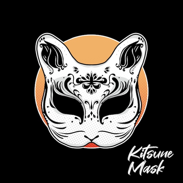 Maschera kitsune arte vettoriale giapponese di pentink studio