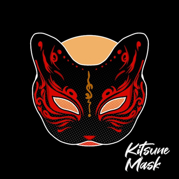 Maschera kitsune arte vettoriale giapponese