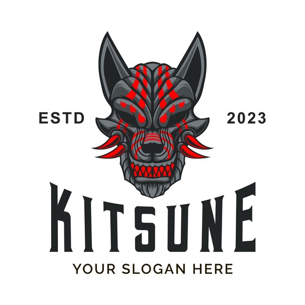 Kitsune mask logo geisha mascot logo vector modello di mascotte