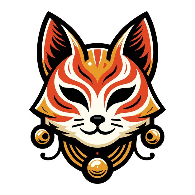 Vector kitsune masker ontwerp logo vectorillustratie traditionele japanse demon tattoo print illustratie