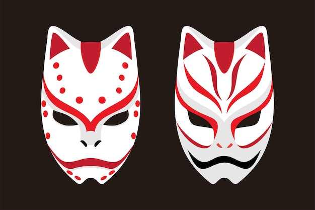 Kitsune masker vector Japan Wolf Logo sjabloon illustratie