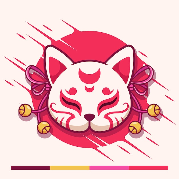 Kitsune traditional japanese mask illustration