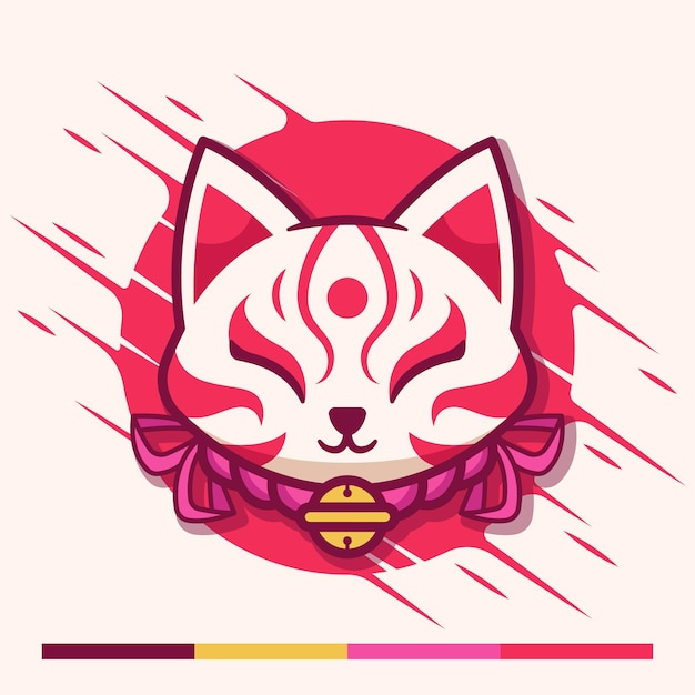 Vector kitsune traditional japanese mask illustration