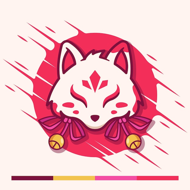 kitsune traditional japanese mask illustration