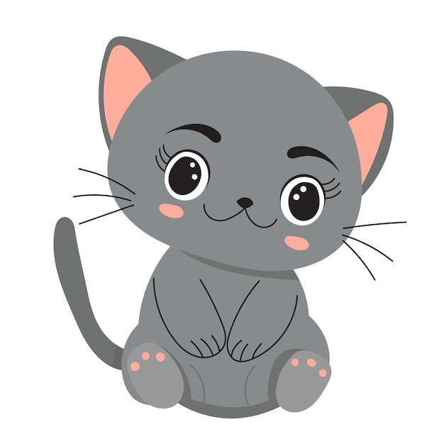 Kitten cartoon character on white background isolated vector