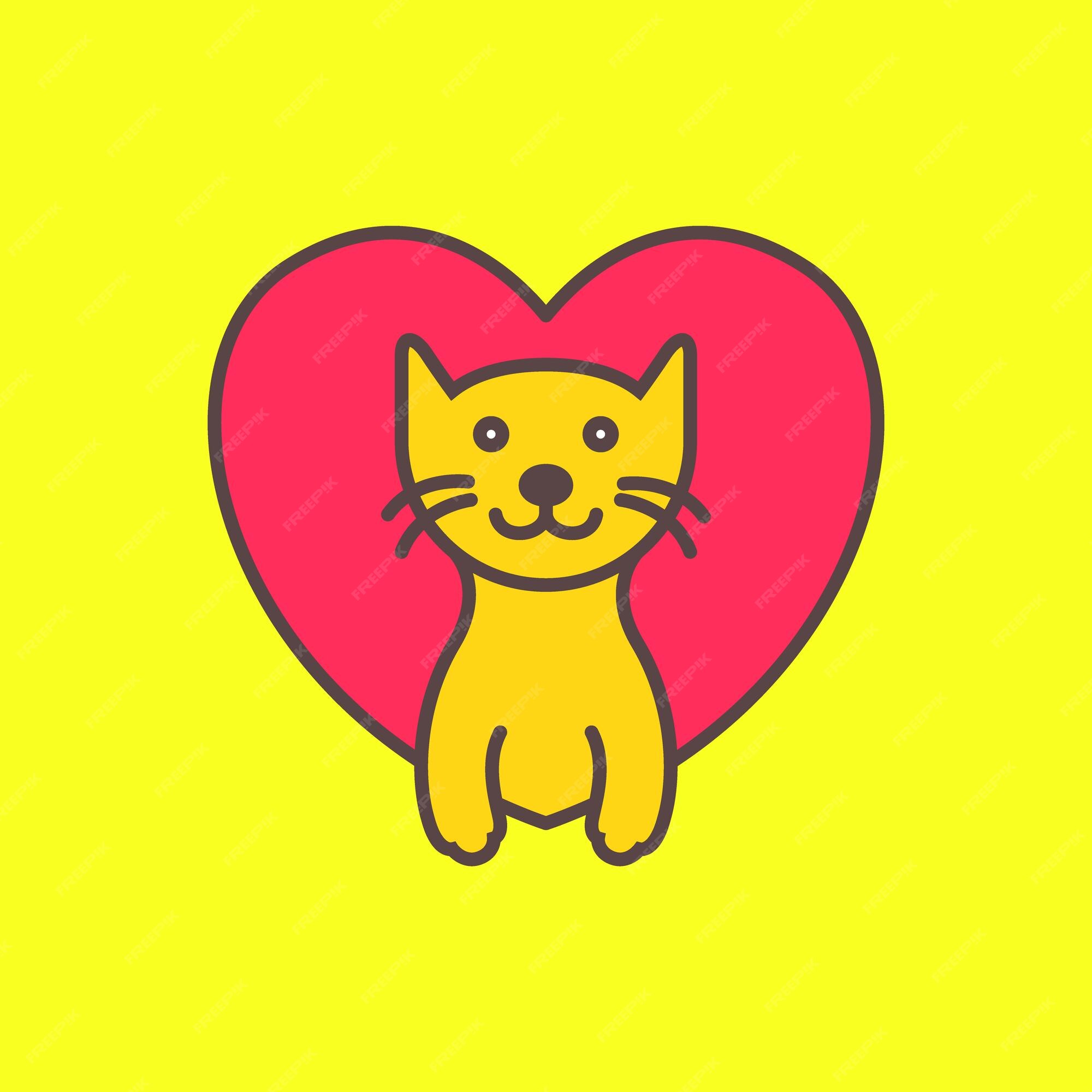 Premium Vector  Kitten cats pets love heart love care colorful modern  mascot logo vector icon illustration