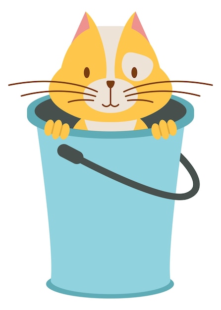 kitten hiding in bucket funny cartoon pet character
