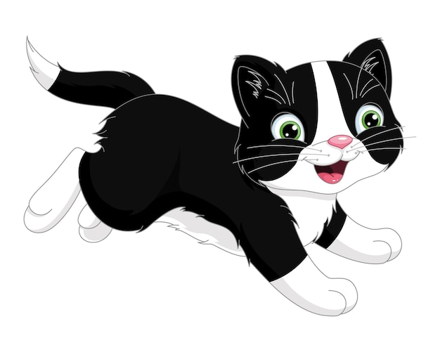 Vector kitten running cartoon vector illustration