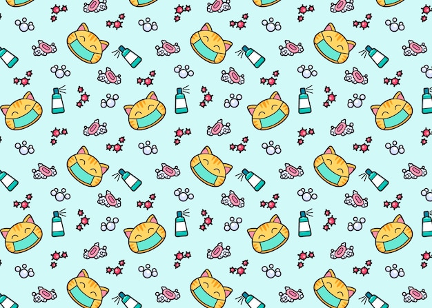 Vector kitten seamless pattern