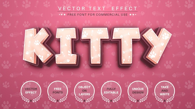 Kitty animal  edit text effect editable font style