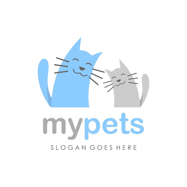 Kitty cat, kitten and pet shop logo 