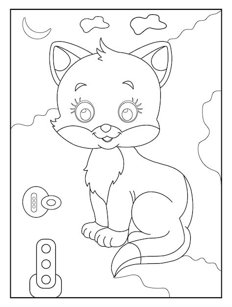 Kitty cat outline coloring page for kids animal coloring book cartoon vector illustration doddle