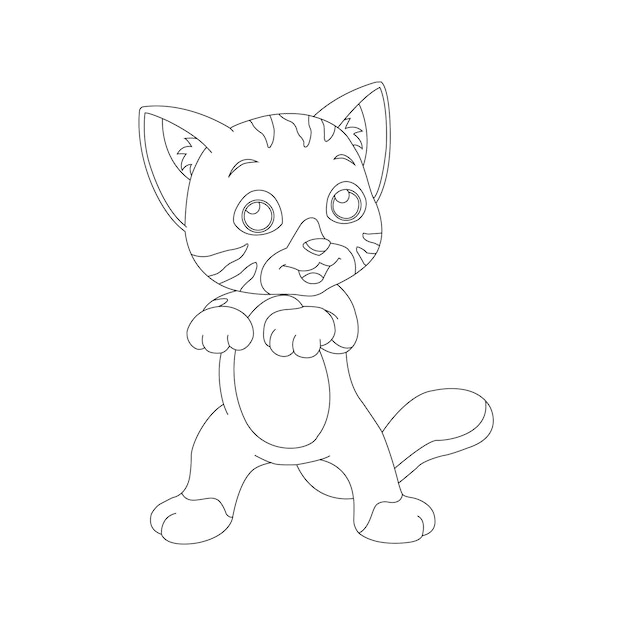 Kitty Cat outline coloring page for kids