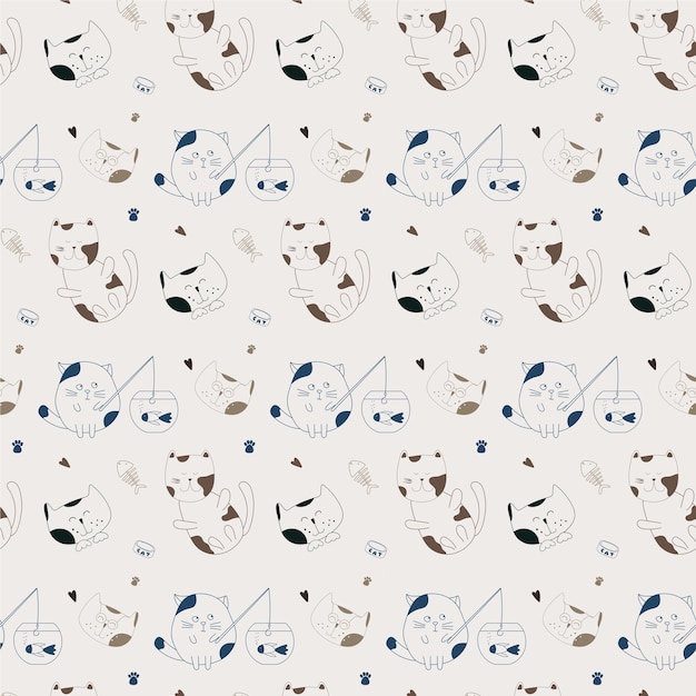 Vector kitty cat pattern