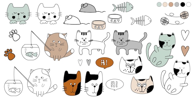 Vector kitty cats design