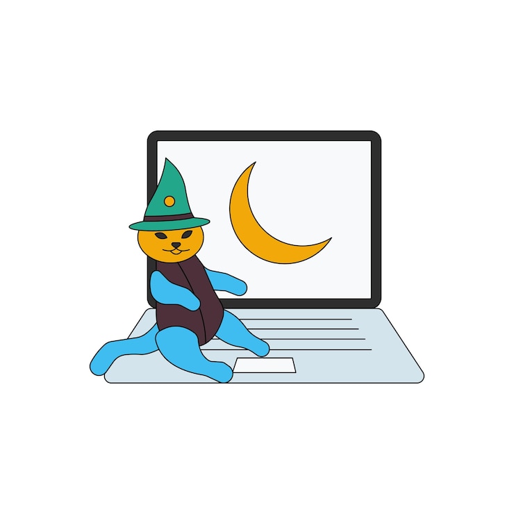 Vector kitty celebrates halloween in space
