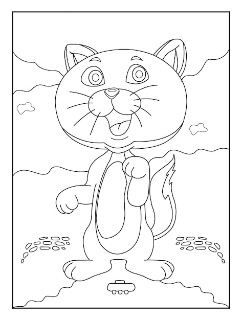 Kitty kat overzicht kleurplaat pagina voor kinderen dier kleurboek cartoon vector illustratie makkie