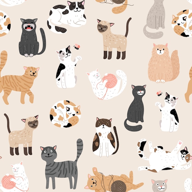 Kitty seamless pattern.