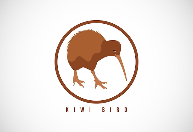 Uccello kiwi in un cerchio illustrazione vettoriale del modello di progettazione del logo dell'uccello kiwi