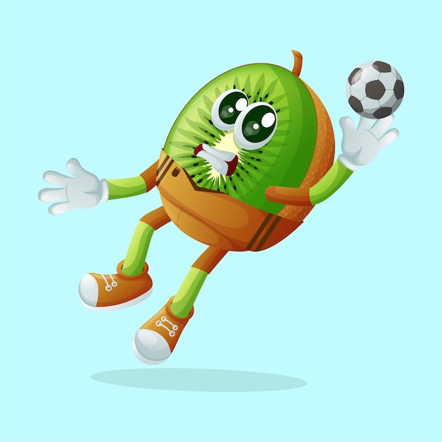 kiwi character blocking a shot as a goalkeeper Perfect for kids merchandise and sticker banner promotion