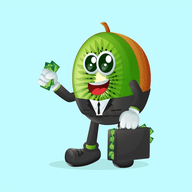 kiwi character holding a briefcase full of money Perfect for kids merchandise and sticker banner promotion