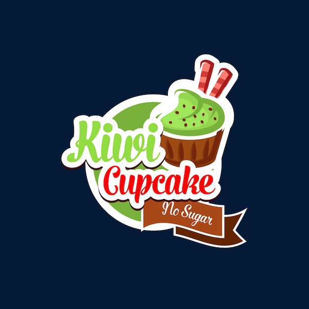 Kiwi cupcake icoon zoete muffin met fruitcrème