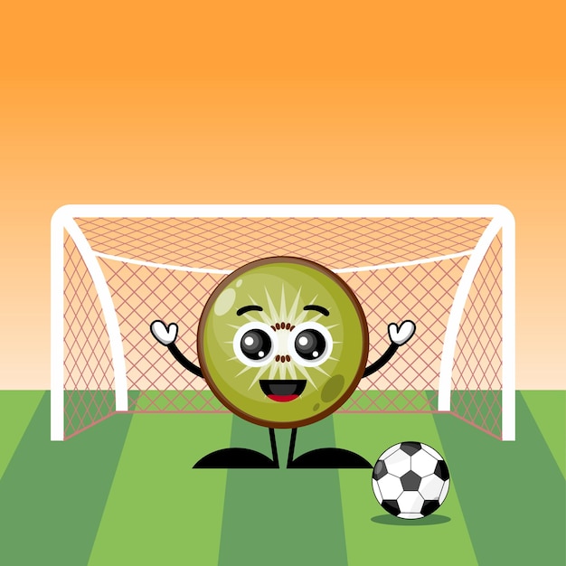 kiwi football character cute logo