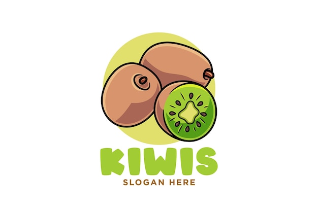 kiwi fruit cartoon logo illustration design for food business