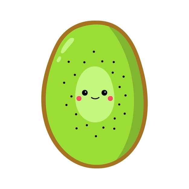 Kiwi fruit cute character vector illustration clip art isolated on white background