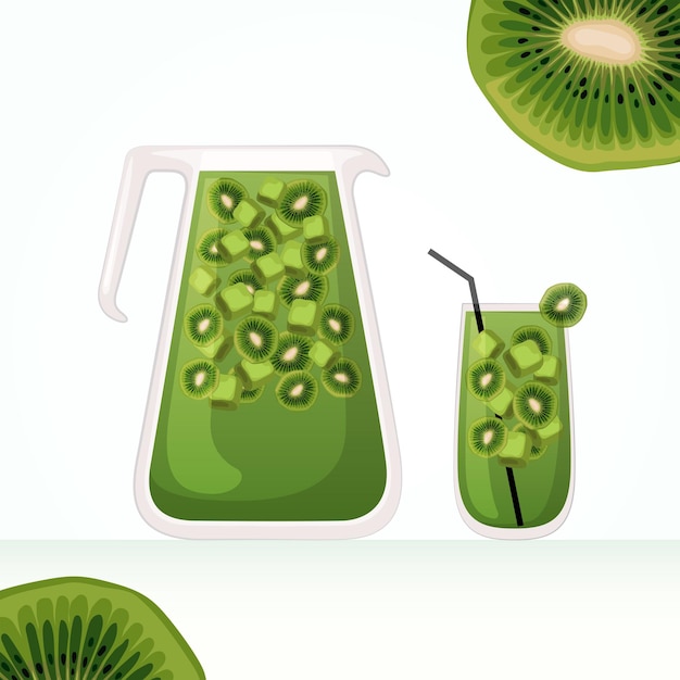 Kiwi Fruit Drink Water Vector Illustration