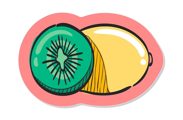 Kiwi fruit hand sticker illustratie