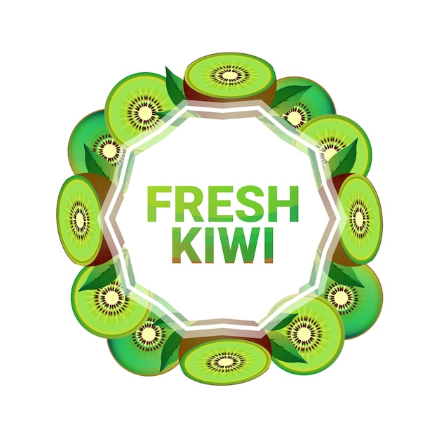 Kiwi fruit kleurrijke cirkel kopie ruimte organische over witte patroon achtergrond