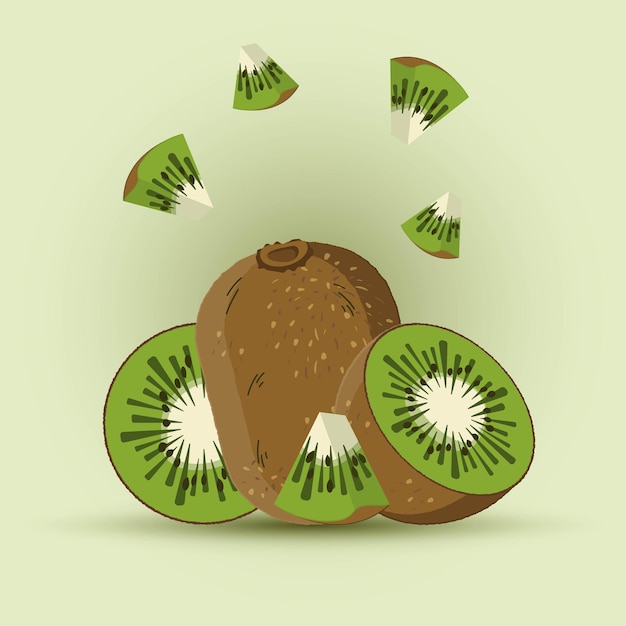Kiwi fruit in pieces whole half slice pieces