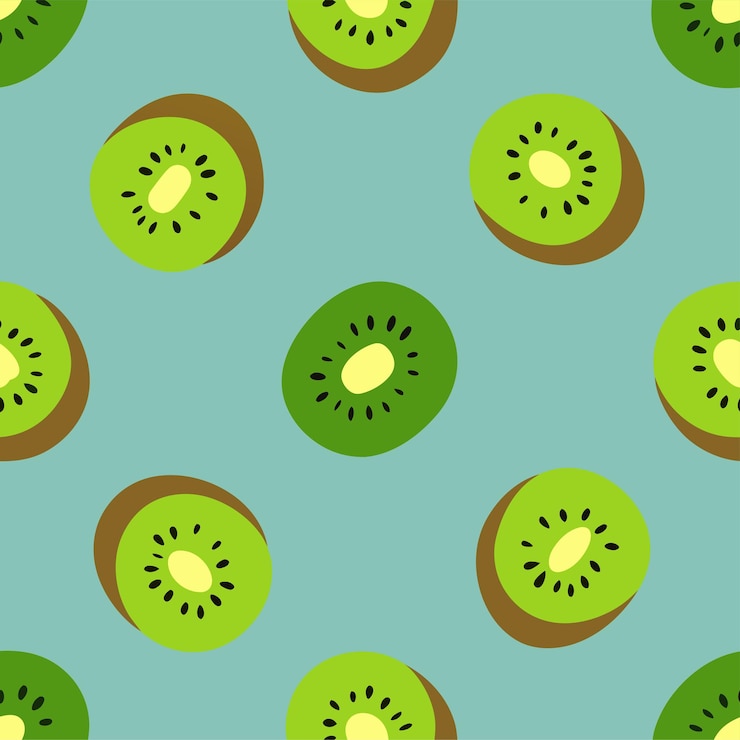 Vector kiwi fruit seamless pattern vector art and illustration