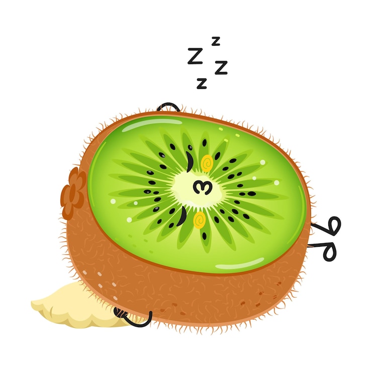 Vector kiwi fruit sleeping character