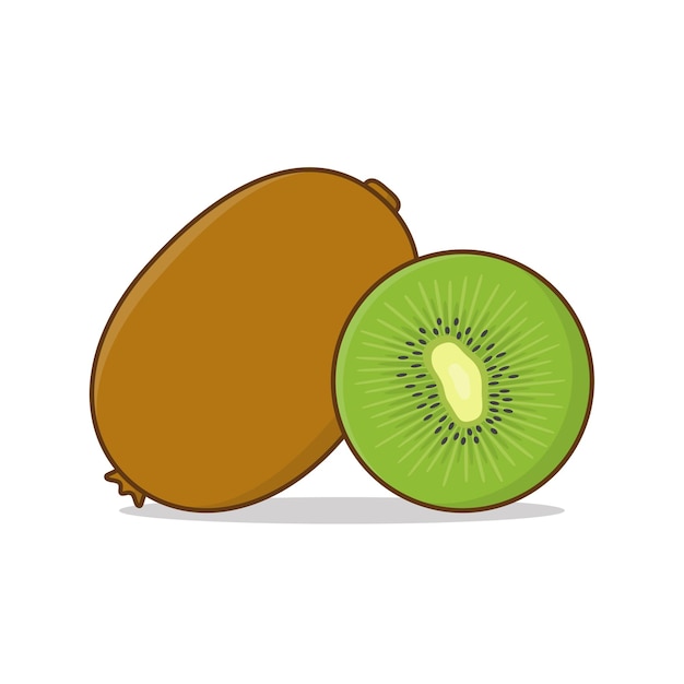 Kiwi Fruit And Slices Of Kiwi   Icon Illustration.