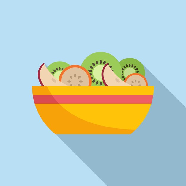 Vector kiwi fruitsalade pictogram platte vector vers voedsel plantaardige maaltijd