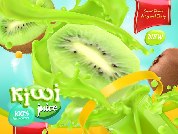 Banner di succo di kiwi