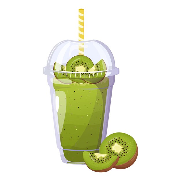 Kiwi smoothie Zomer verfrissend drankje met kiwi in plastic beker Gezond eten Barmenu